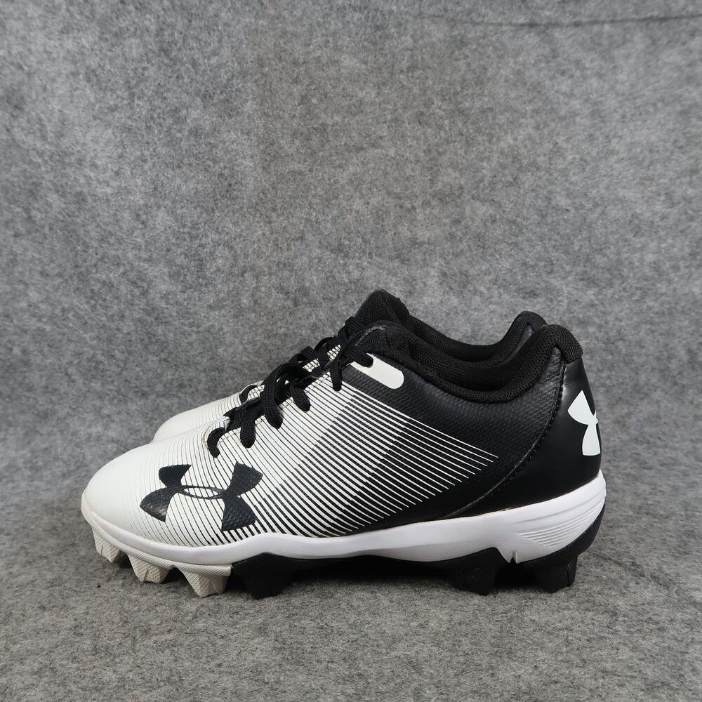 Under Armour Shoes Kids 1 Baseball Cleats Leadoff Low RM Black White Lace Up - Picture 4 of 12
